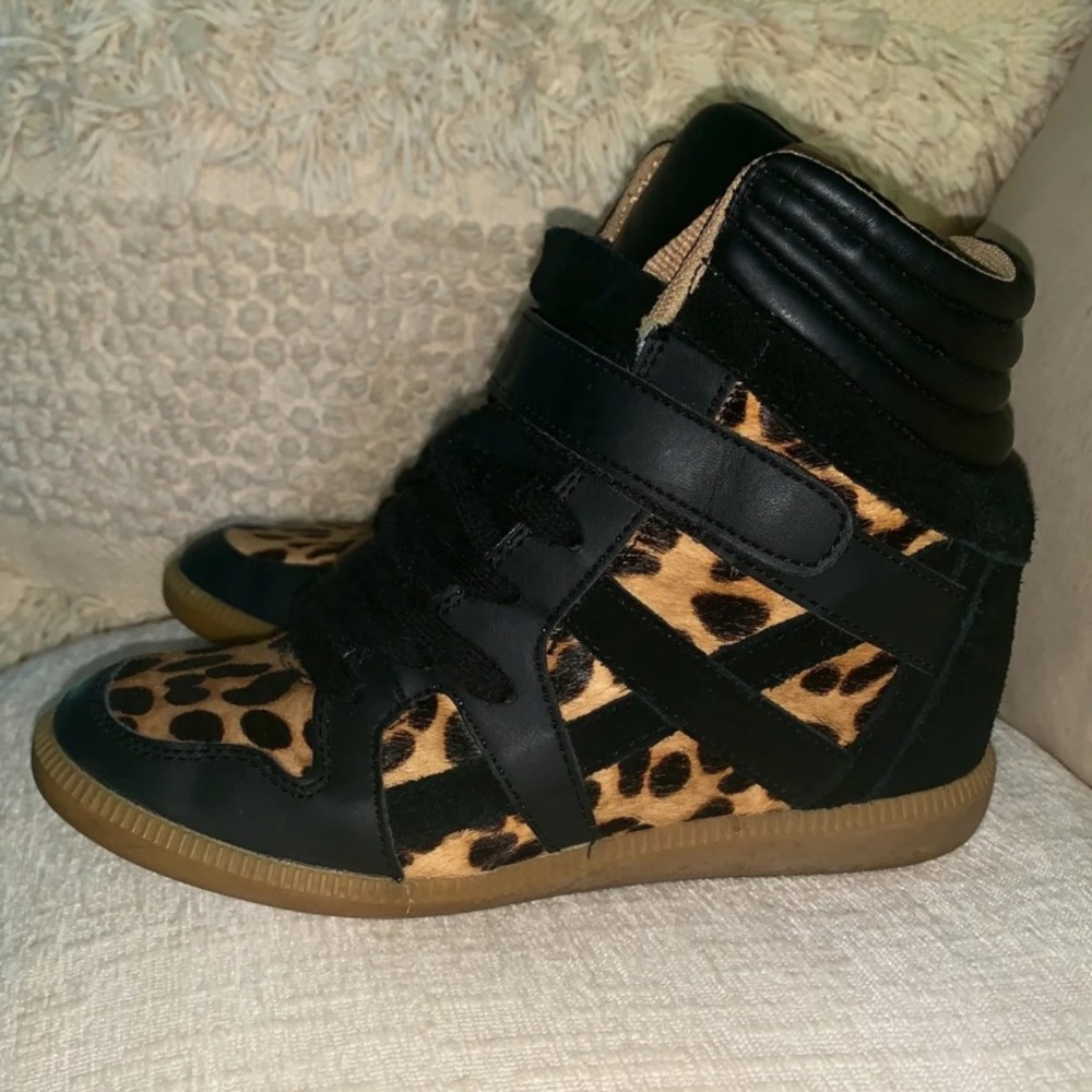 Zara cheetah pattern wedge sneakers